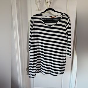black and white striped top